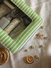 Load image into Gallery viewer, Agate - Green Stripes Double Zipper Travel Organizer
