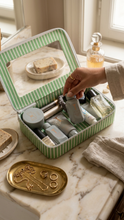 Load image into Gallery viewer, Agate - Green Stripes Double Zipper Travel Organizer
