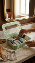 Load image into Gallery viewer, Agate - Green Stripes Double Zipper Travel Organizer
